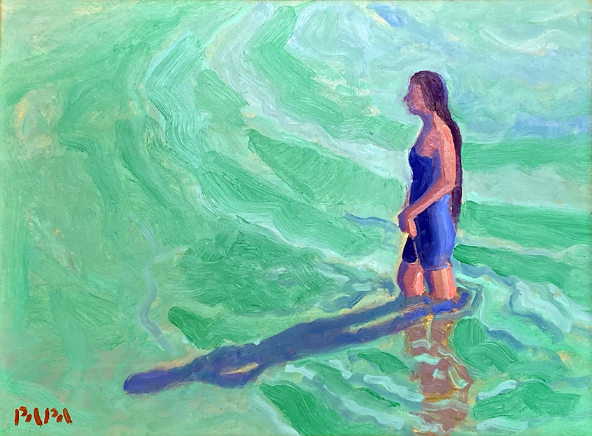 Lady in Wading oil, 9x12 by Ralph Papa 