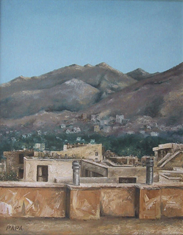 Rooftop at Iran 1978 / Painting by Papa